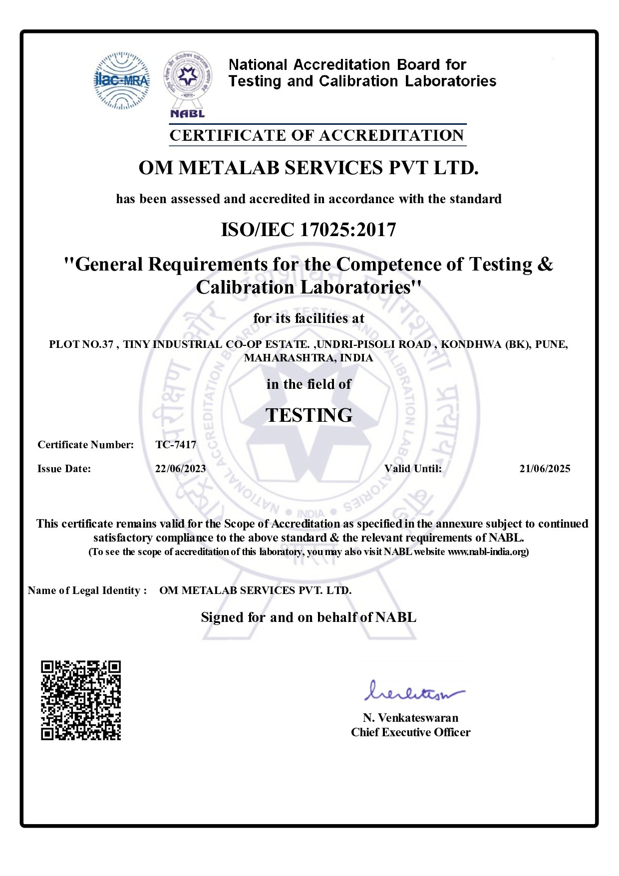 Certificate TC-7417